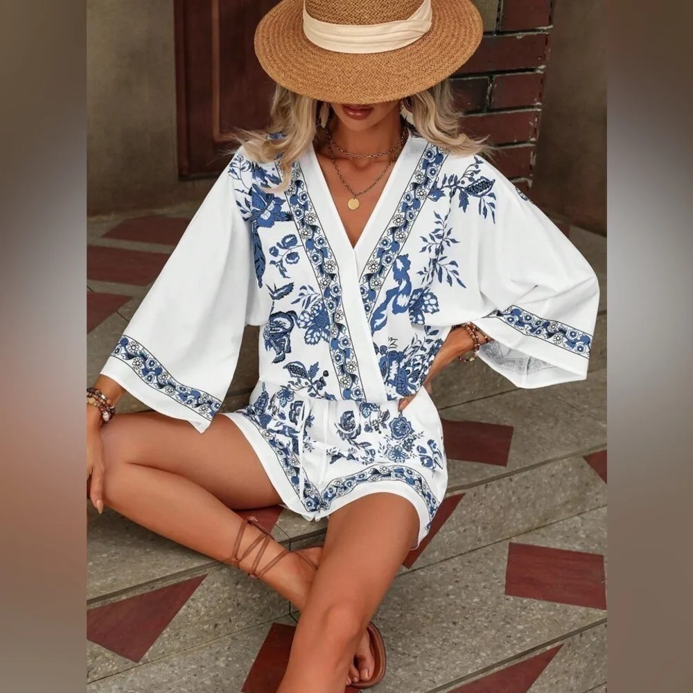 Boho floral Print Two piece top and bottom all sizes